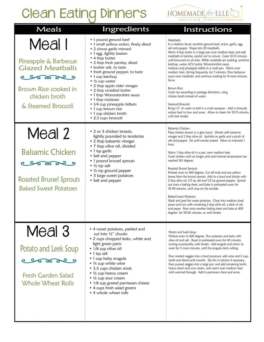 Clean Eating 7 Day Meal Plan Page 2