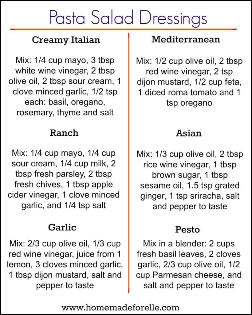 6 Easy Easy Pasta Salad Dressing Recipes | homemadeforelle.com