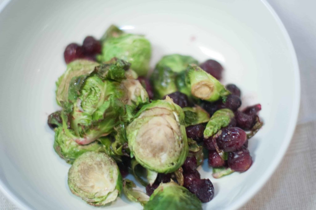 Maple Roasted Brussels Sprouts with Cranberries