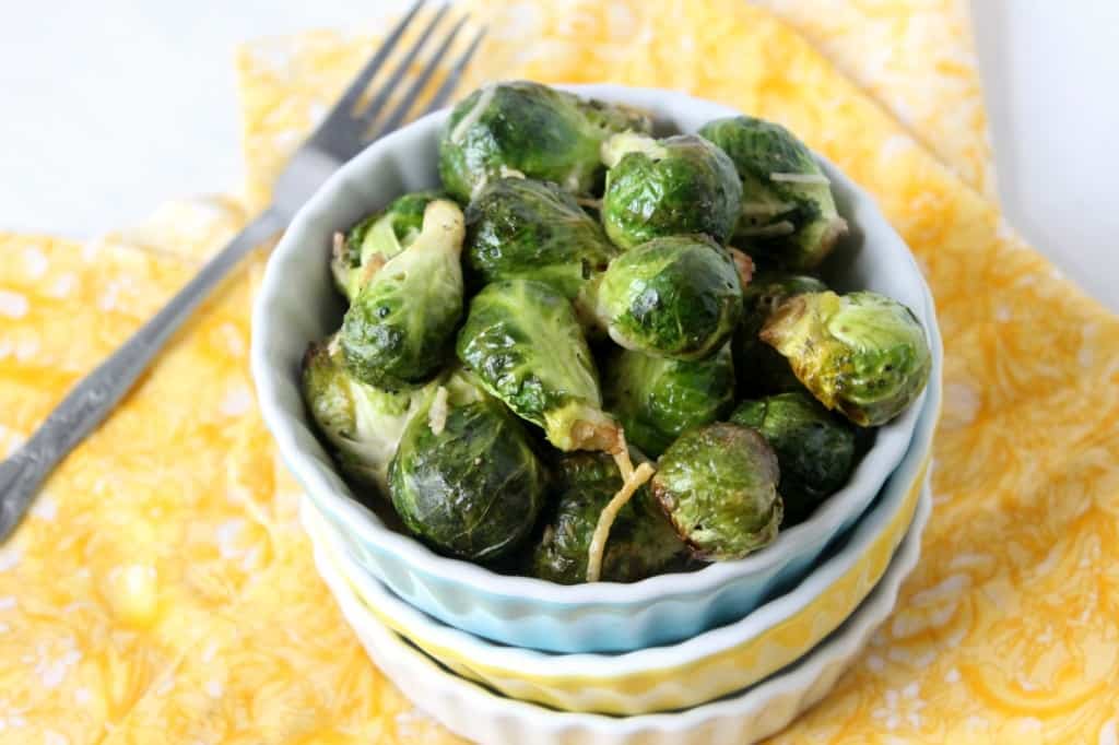 Roasted Parmesan Brussels Sprouts | Homemade for Elle | https://homemadeforelle.com