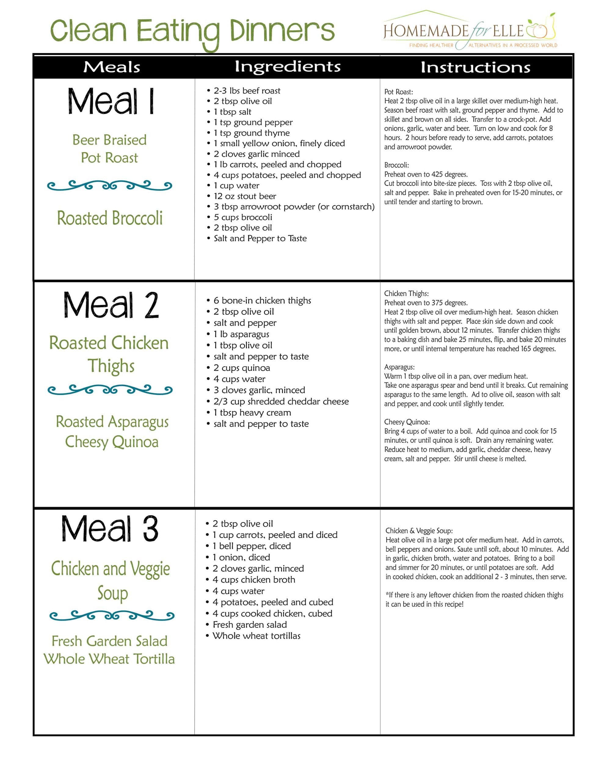 Clean Eating Meal Plan {100% Free – Includes Breakfast, Lunch, Dinner ...