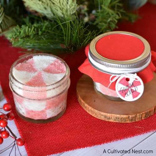 Homemade Peppermint Sugar Scrub - Homemade Christmas Gifts in a Jar
