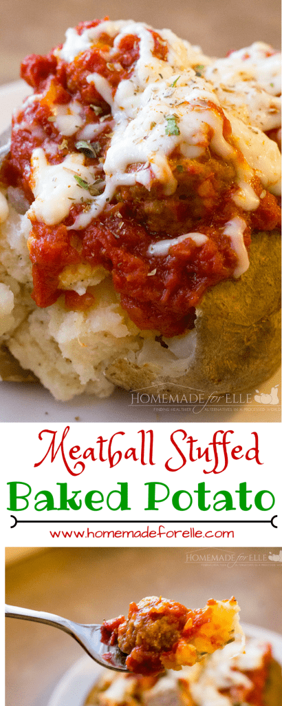 Meatball Stuffed Baked Potato | homemadeforelle.com