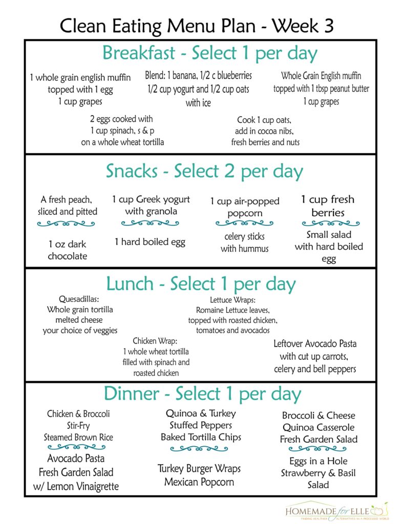 Clean Eating Meal Plan PDF | homemadeforelle.com
