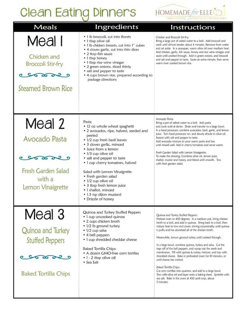 Clean Eating Meal Plan PDF with recipes your family will love! ⋆ Homemade  for Elle