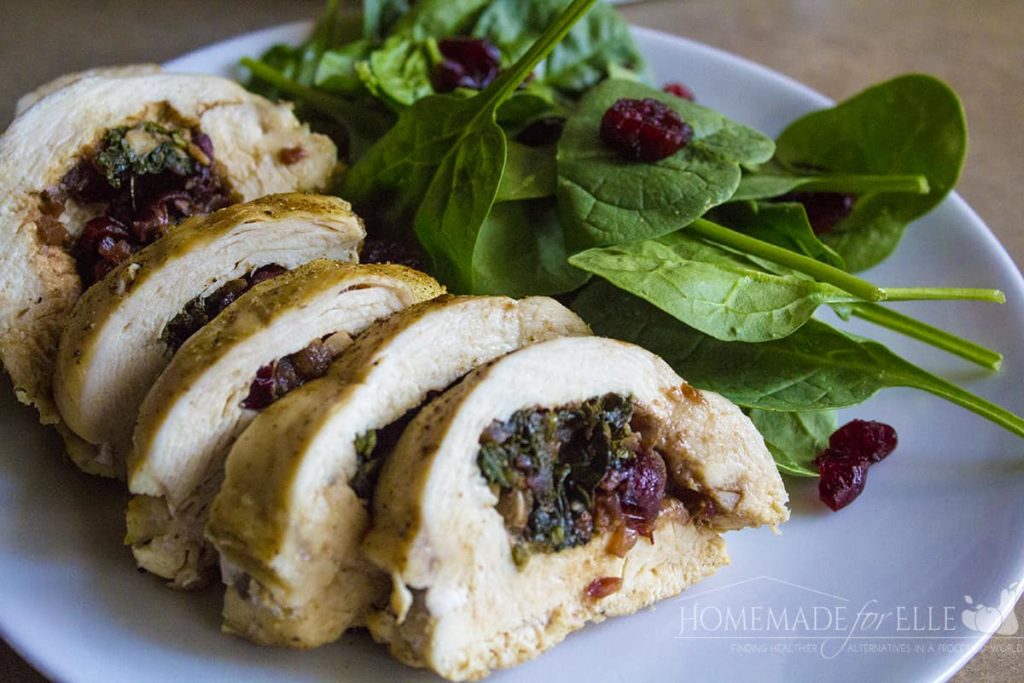 Spinach and Cranberry Stuffed Chicken | homemadeforelle.com