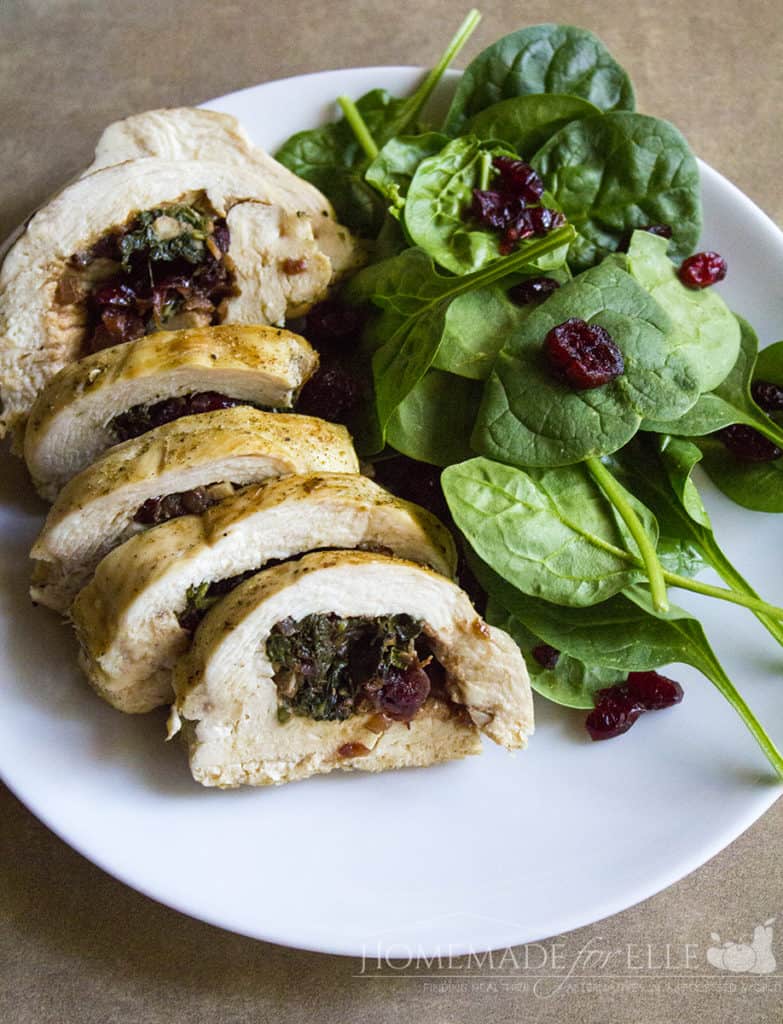 Spinach and Cranberry Stuffed Chicken | homemadeforelle.com