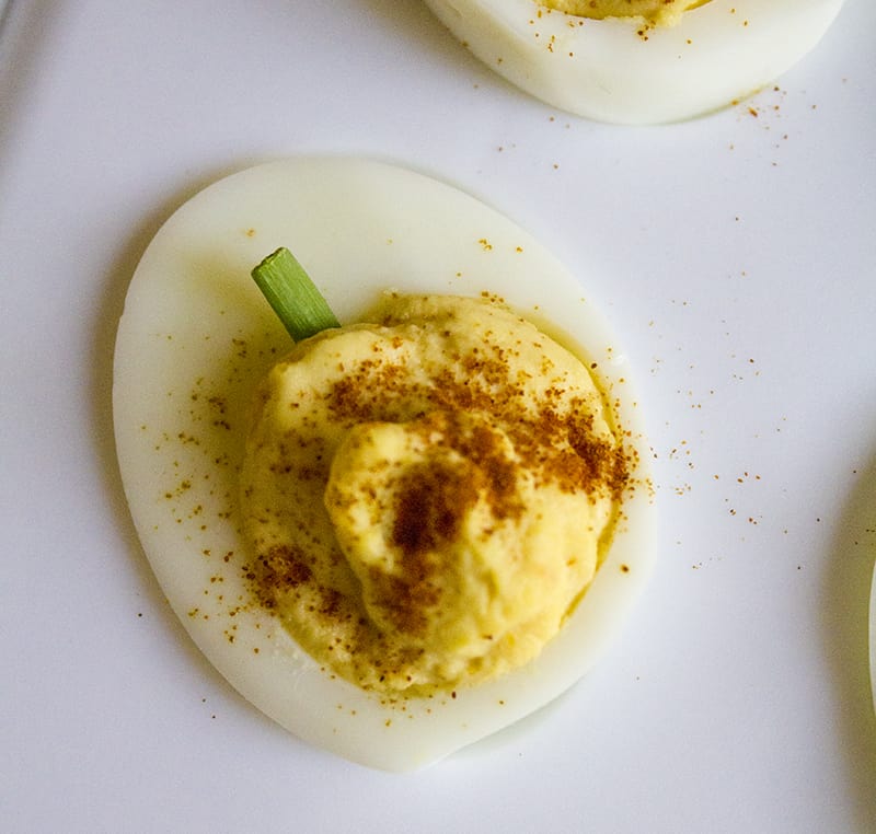 Jack-o-lantern deviled eggs | homemadeforelle.com