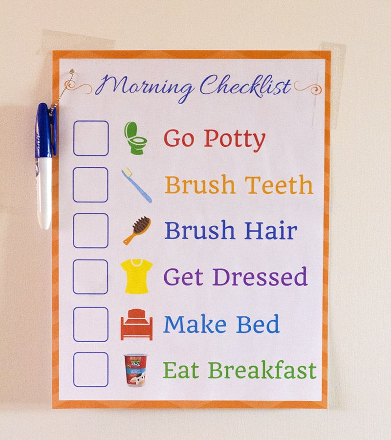 Toddler Morning Routine Chart