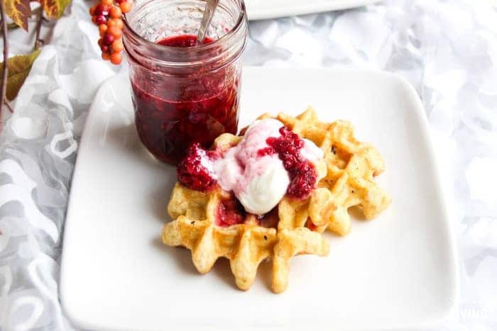 Multi-Grain Blackberry Waffles with yogurt