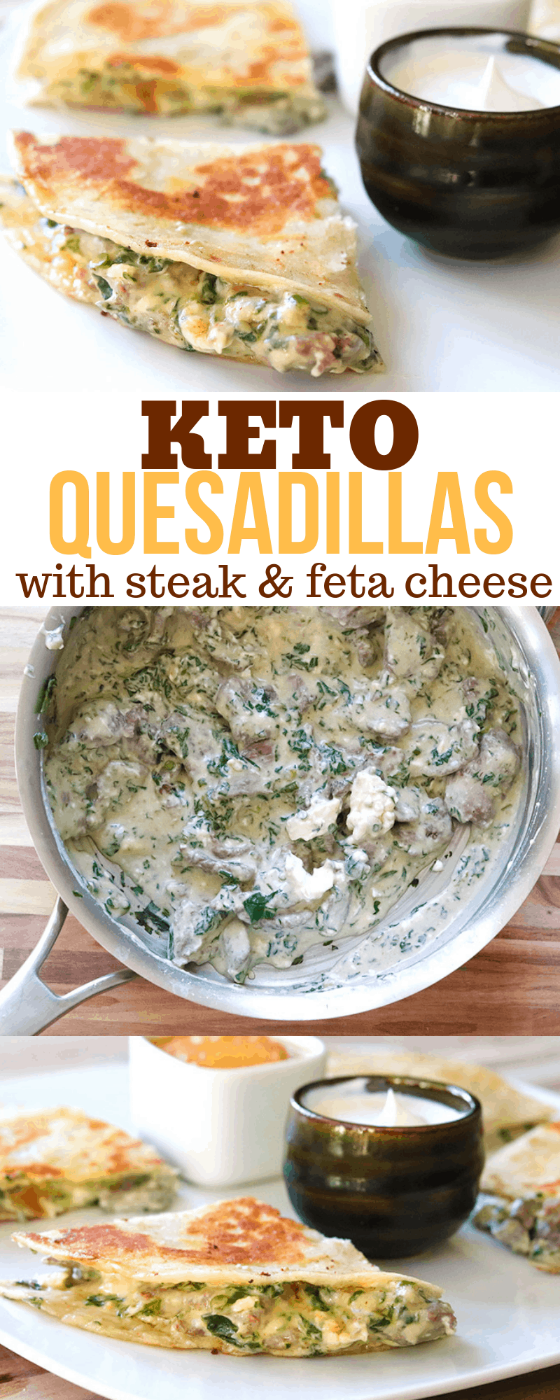 Keto Quesadillas with Steak and Feta Cheese