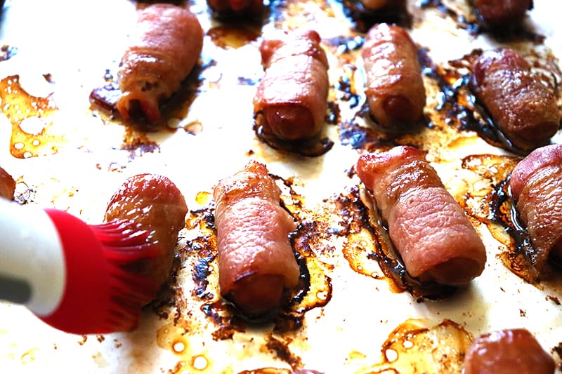 bbq brushed bacon wrapped lil smokies