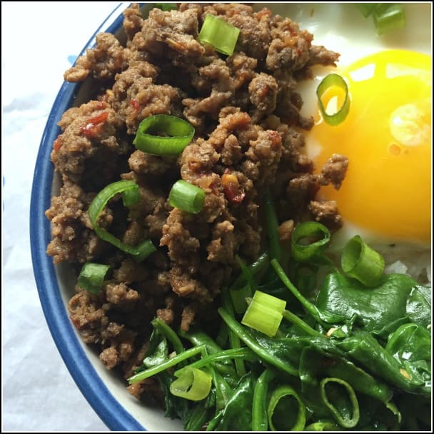 Korean Style Ground Beef & Spinach Rice Bowls | Mashup Mom