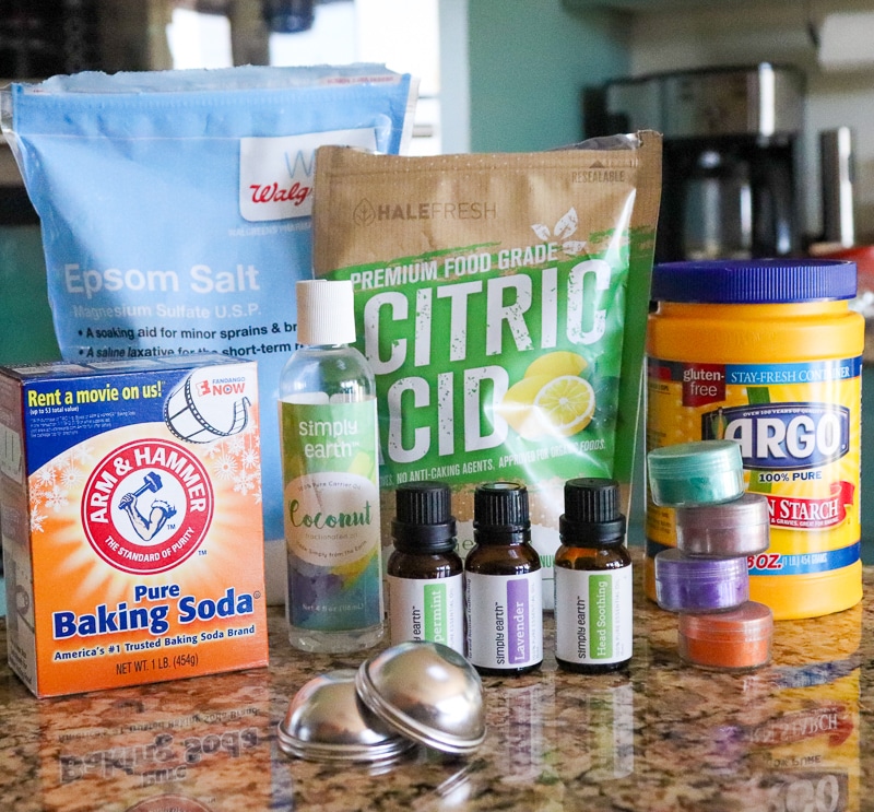 Ingredients for homemade bath bombs