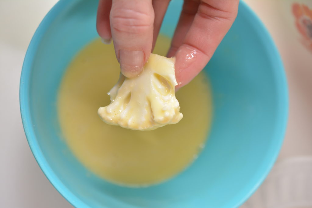 Dip Cauliflower in Egg Mix